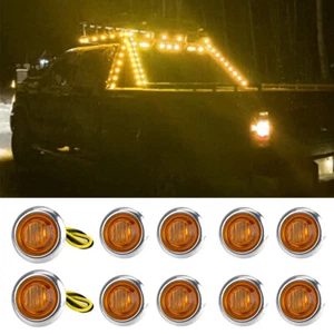10X 3/4" 12V Amber Marker Light Stainless Base LED Truck Side Bullet Indicator - Picture 1 of 8