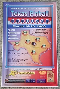 Poster Texas Pinball Festival Twin Galaxies 2008 Walter Day signiert Arcade Gaming - Bild 1 von 4