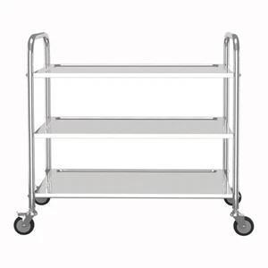 3 Tier Stainless Steel Rolling Kitchen Trolley Restaurant Catering Serving Cart - Picture 1 of 8