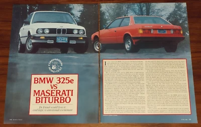 BMW 325e y MASERATI BITURBO REVISTA ARTÍCULO CARRETERA Y PISTA CARRETERA PRUEBA CUPÉ Foto 1 de 4