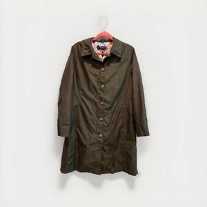Lands End Womens Chore Coat Medium Olive Rain Jacket Long - Picture 1 of 8