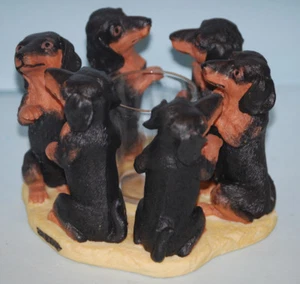 #P810 2004 "Black & Tan Dachshunds"" Círculo de Amigos Portavelas Votivo - Imagen 1 de 7