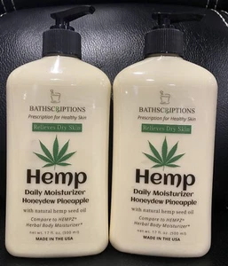 2 Count Bathscriptions 17 Oz Hemp Seed Oil Honeydew Pineapple Daily Moisturizer - Picture 1 of 1