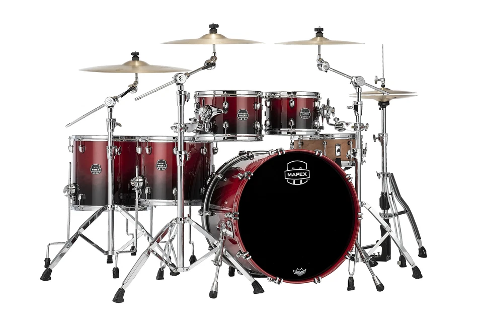 Mapex Saturn 2020 Drum Set Studioease 22" 5pc Shell Pack Scarlet Fade SR628XURQ