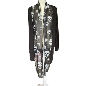 Women's black with white skulls open front cardigan sweater unbranded - Picture 1 of 7