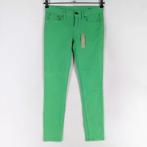 Pantalones de mezclilla J Crew para mujer 25 palillos de dientes tobillo verde algodón elástico 5 bolsillos informales NUEVO - Imagen 1 de 9