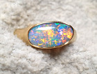 Unique IN 750er Gold Ring With Gem-Blackopal Rot-Gold-Multicolor Top Stone
