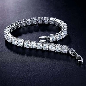 6.20Ctw Round Cut VVS1 Moissanite Wedding Tennis Bracelet 14K White Gold Plated - Picture 1 of 4