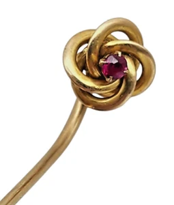 Viktorianische massive Damen-Krawatte Stecknadel 10 Karat Gelbgold/Rubin - Bild 1 von 3