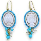Earrings Hanging With Cameo Heads Of Moor, H 2 13/16in Ca. Scaramazze & Turq