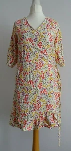 Ladies Next Linen Mix Cream Ditsy Floral Print Wrap Tea Dress UK 14; EUR 42 - Picture 1 of 11
