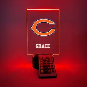Personalized LED 16 Colors Light Up Stand Chicago Bears Football w/Remote - Picture 1 of 7
