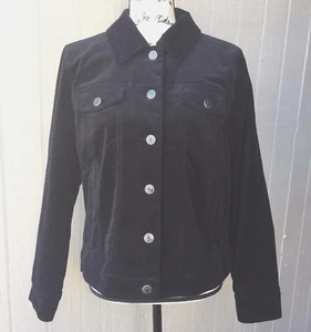 ISAAC MIZRAHI LIVE Womens Jacket Blazer Corduroy Cotton blend Black Sz 12 - Picture 1 of 9