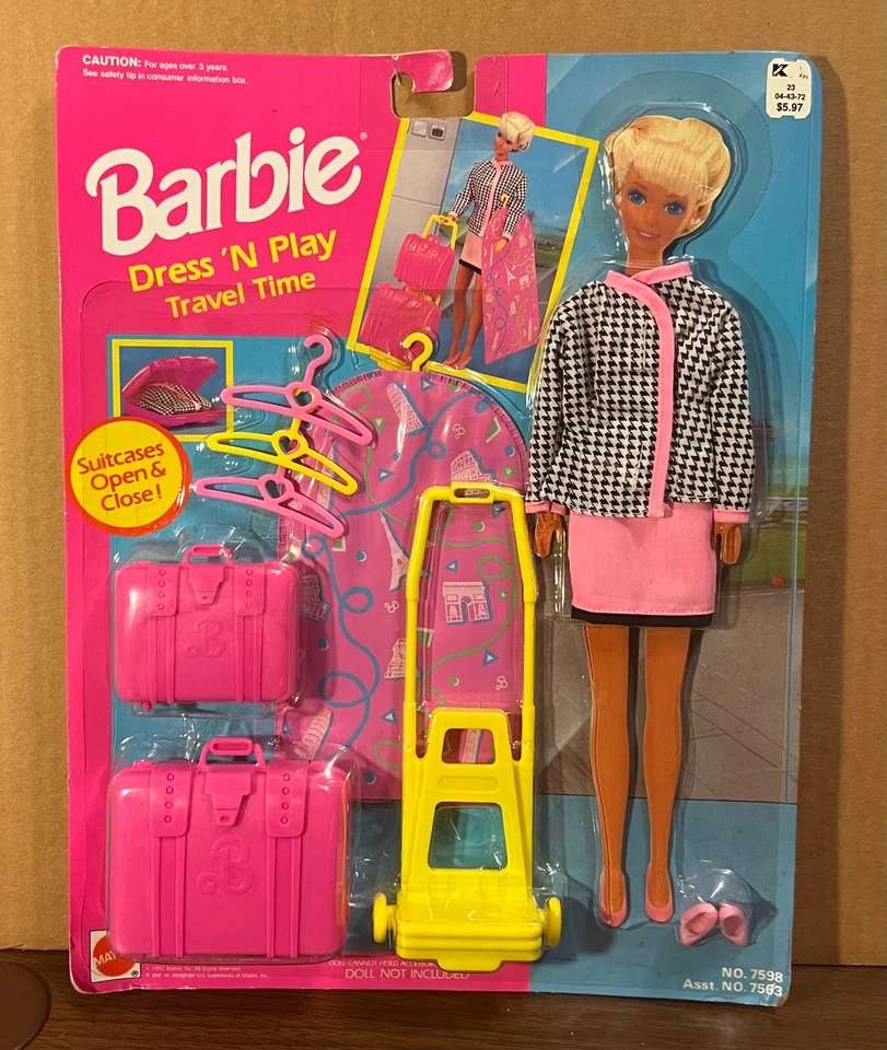 1991 Mattel Barbie Dress N Play Cheerleader Set With Locker & Pom Poms 7596