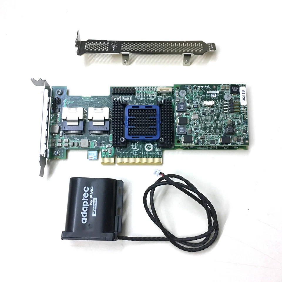 Adaptec ASR-6805T 8 Ports PCIE2 x8 512MB Cache SAS 6Gb Raid Controller + Battery - Image 1 of 3