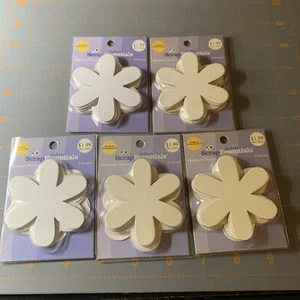 Joann Scrap Essentials- White Chipboard Flowers 8 Pieces 2 1/2" 5 Packages - Picture 1 of 3