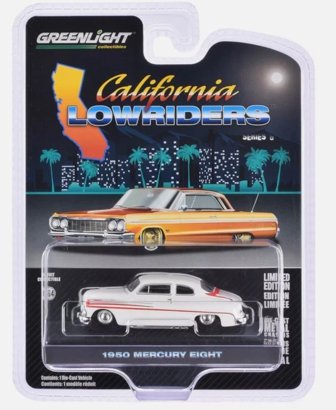 GREENLIGHT - MERCURY Eight 1950 bianco della serie CALIFORNIA LOWRIDERS in bl... - Immagine 1 di 1