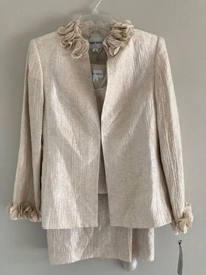 Винтажный и новый Albert Nipon 3 изделия все полностью с подкладкой юбка костюм комплект, Lt бежевый 6 - Изображение 1 из 4