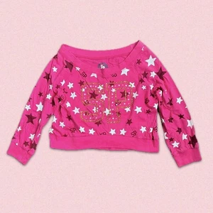 VTG Y2K Hot Pink Mcbling Southpole Cropped Top XS/S 2000s Grunge Streetwear - Picture 1 of 3