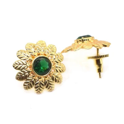 Brincos guarda-chuva verde diópsido feitos à mão folheados a ouro 1,5 y083 - Imagem 1 de 4