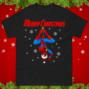 Maglietta Divertente Spiderman Natale Buon Natale Supereroe Vacanze Famiglia Maglietta - Foto 1 di 7