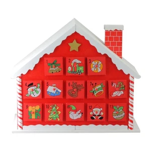 Northlight 10.25" Red and White Candy Cane Advent House with Chimney Storage Box - Picture 1 of 4