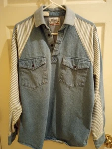 VTG Roper Sport Shirt Medium denim Buttoned Pullover Western Cowboy USA 90s  - Picture 1 of 12