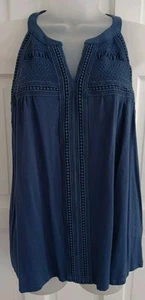 Cable & Gauge Top Halter Neck XL Navy Blue EUC - Picture 1 of 7