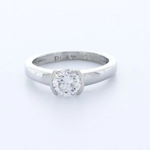 0.7CT Natural Diamond G/VS2 Round Cut Platinum Helf-Bezel Classic Solitaire Ring - Picture 1 of 4