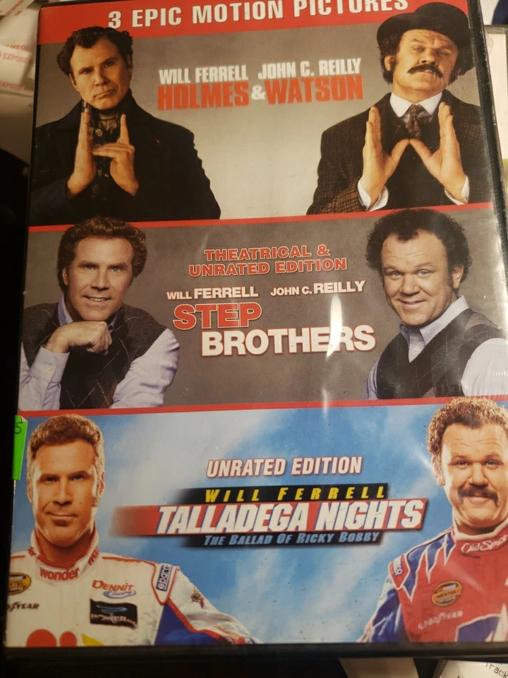 3 Movie Collection - Step Brothers, Talladega Nights, Holmes & Watson [DVD] New - Image 1 of 1