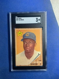 1962 Topps #387 Lou Brock RC SGC 3 HOF Cubs - Bild 1 von 2