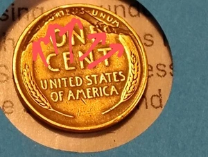 1945 RARE Lincoln Wheat Penny No Mint Mark And Damage Prior To Or During Strike - Picture 1 of 7