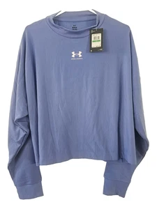 Under Armour Donna Rival Terry Oversized Crew French Terry 495 Baja Blu L NUOVO - Foto 1 di 6