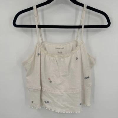Camiseta sin mangas American Eagle para mujer mediana bordada floral ojales encaje camisola Foto 1 de 4