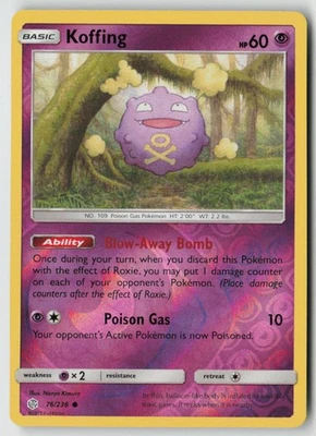 Koffing 76/236 - SM - Cosmic Eclipse Reverse Holo - PTCG - Image 1 of 2