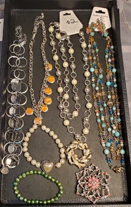 Fashion Jewelry Lot Necklaces Brooches Bracelets Ready to Use - Picture 1 of 9