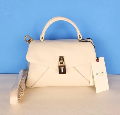 Nuevo con etiquetas Bolso Bandolera Ted Baker Cuero Amapola Mini Blanco Crema Mango Superior Foto 1 de 4