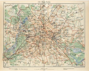 Mapa antiguo del gran plano de la ciudad de Berlín de la década de 1920 - Imagen 1 de 1