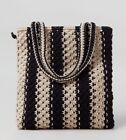 PIOMBO Black/Beige Two-tone crochet bag. 100% Cotton
