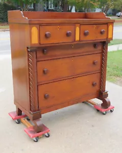 Mahogany and Maple Empire 3 over 2 drawer Chest 19th Century - Picture 1 of 12