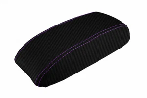 Fits 1995-1999 Dodge Neon Carbon Fiber Console Lid Armrest Cover Purple Stitch - Picture 1 of 10