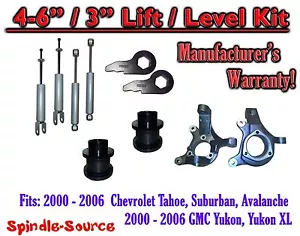 4" - 6" / 3" Lift Kit Spindles key Spacer + SHOCKS FOR 00- 06 Chevrolet GMC 1500 - Picture 1 of 1