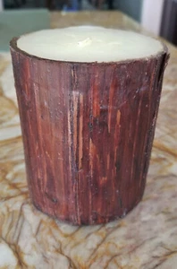 4" tall Pillar - Wood Log Bark Rustic Look - Wax Wick Candle - Picture 1 of 2