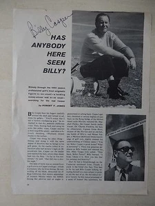 Billy Casper Autographed 8" X 11" Magazine Article - Hall Of Famer - Picture 1 of 2