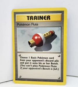 Pokémon BASE Unlimited POKEMON FLUTE Trainer 86/102 Card PLAYED - Picture 1 of 3