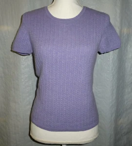 Thalian Women's 100% Pure Cashmere Short Sleeve Crewneck Lavender Sweater Sz L - Picture 1 of 7