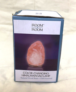 Himalayan Salt Lamp NEW IN BOX Room 2 Room Color Changing USB Wood Base