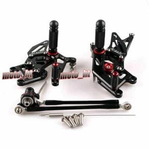 Black Adjustable Rearsets Rear Set Foot Pegs For Honda CBR600RR 2007-2017 New - Picture 1 of 9