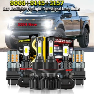 H13 9008+9145+3157 LED Headlight Fog Lights Turn signal fits ford F150 2004-2014 - Picture 1 of 24