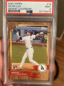 Gavin Lux Los Angeles Dodgers Rookie Topps MLB Advent Card #16 RC PR-619 Psa 9